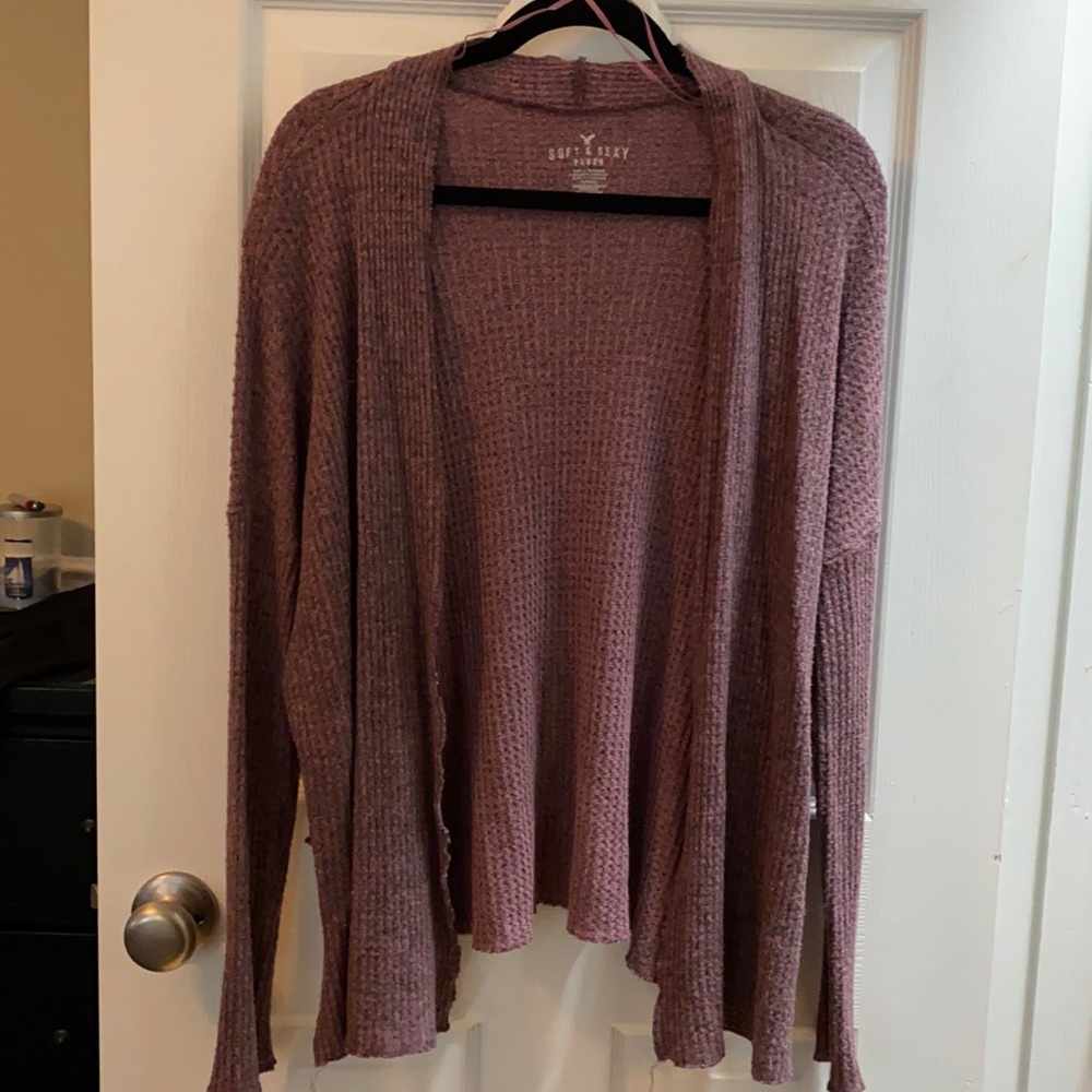 American Eagle Soft & Sexy Plush Waffle Knit Cardigan
